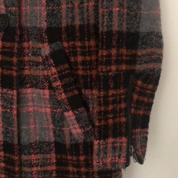 Gray and Coral Plaid Forever 21 Coat - Picture 5 of 7